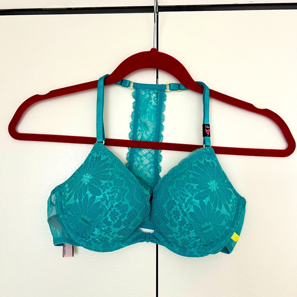 Victorias Secret Blue Lace Push Bra - 34B